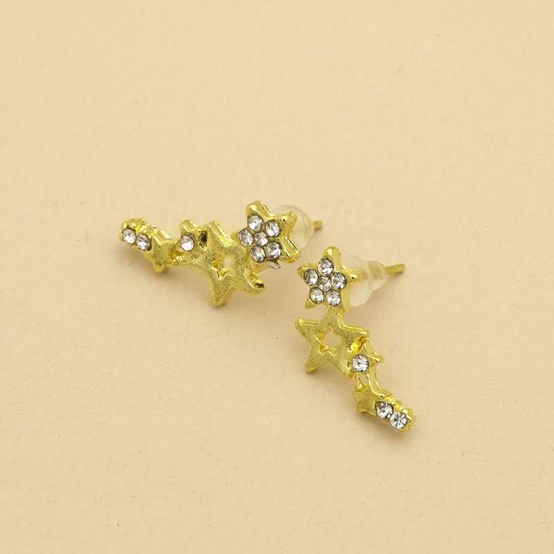 

Rhinestone Star Drop Earrings, Gold