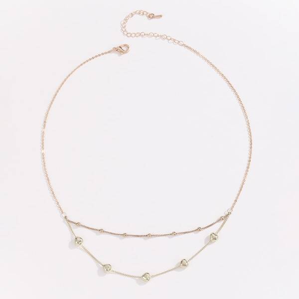 

Heart Decor Layered Necklace, Gold