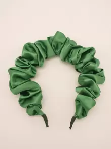 素色褶邊髮箍 - 綠色 - 查看 1