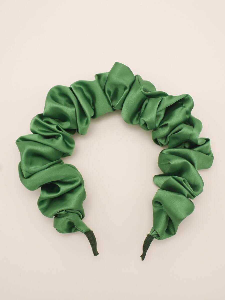 素色褶邊髮箍 - 綠色 - 查看 1