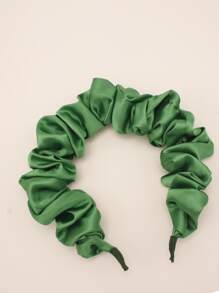 素色褶邊髮箍 - 綠色 - 查看 2