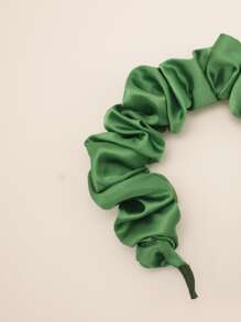 素色褶邊髮箍 - 綠色 - 查看 3