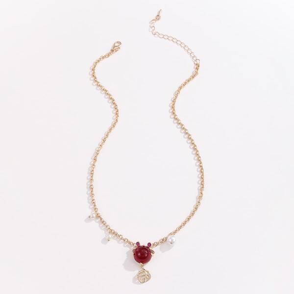 

Fish Charm Necklace, Gold