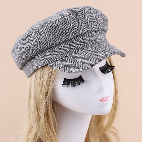 

Geo Pattern Baker Boy Cap, Light grey