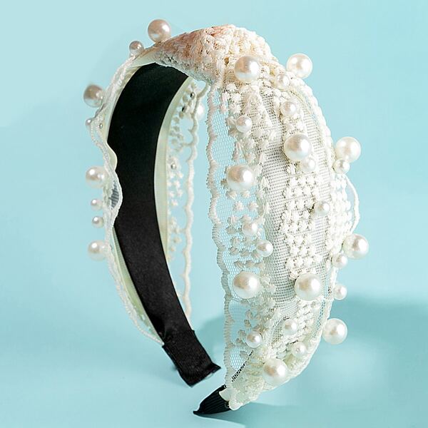 

Faux Pearl Decor Headband, White