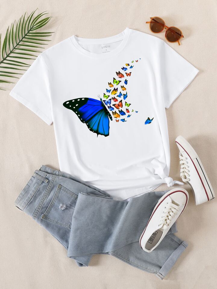 Marca Shein Shein Blusas De Mariposas Mariposas Playeras De Mujer
