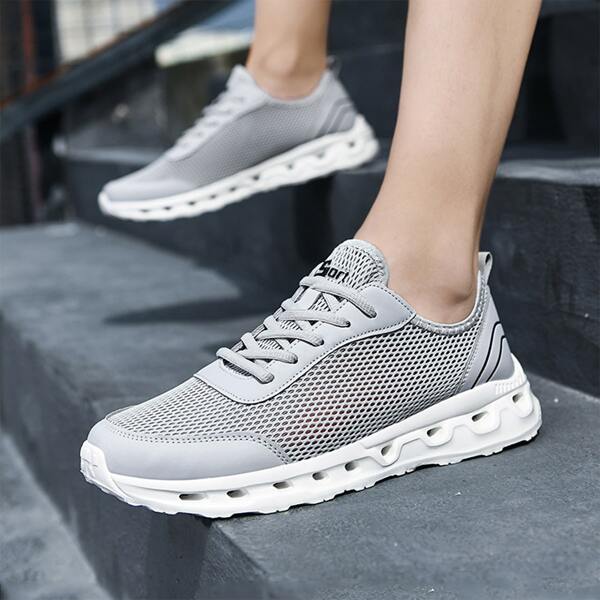 

Men Minimalist Mesh Panel Sneakers, Grey