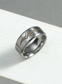 Fashionable and Popular Men Graphic Ring Stainless Steel for Jewelry Gift and for a Stylish Look - Silver - View 1