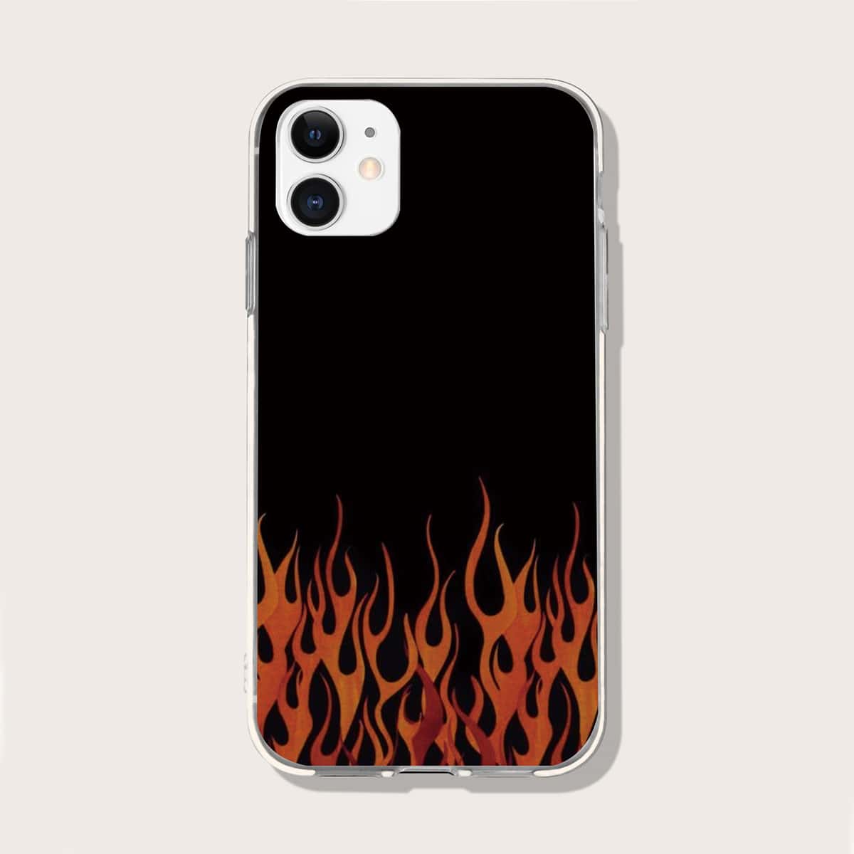 

Fire Print Phone Case, Black