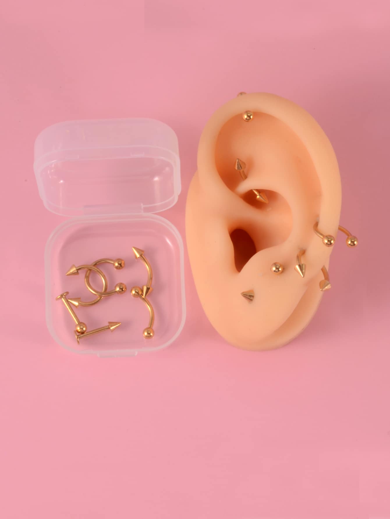 12pcs Stainless Steel Earrings - Yellow Gold - View 1