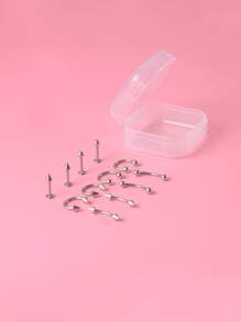 12pcs Stainless Steel Earrings - Silver - View 2