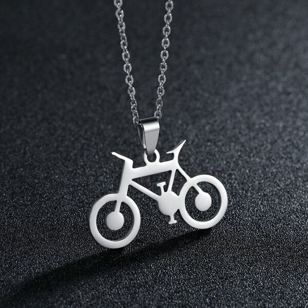 

Men Bike Charm Necklace, Silver