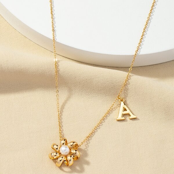 

Letter Charm Necklace, Gold