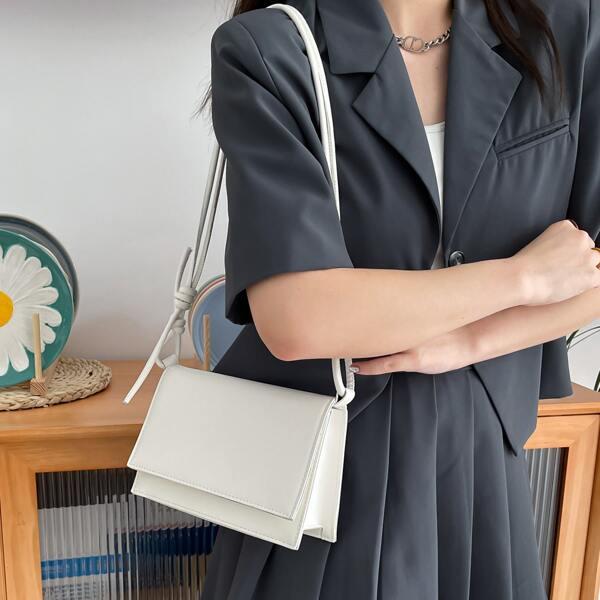 

Minimalist Flap Square Bag, White