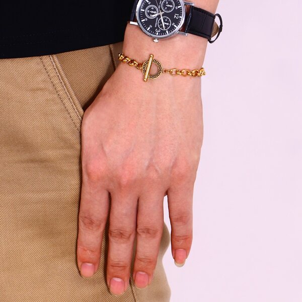 

Men Minimalist Link Bracelet, Gold