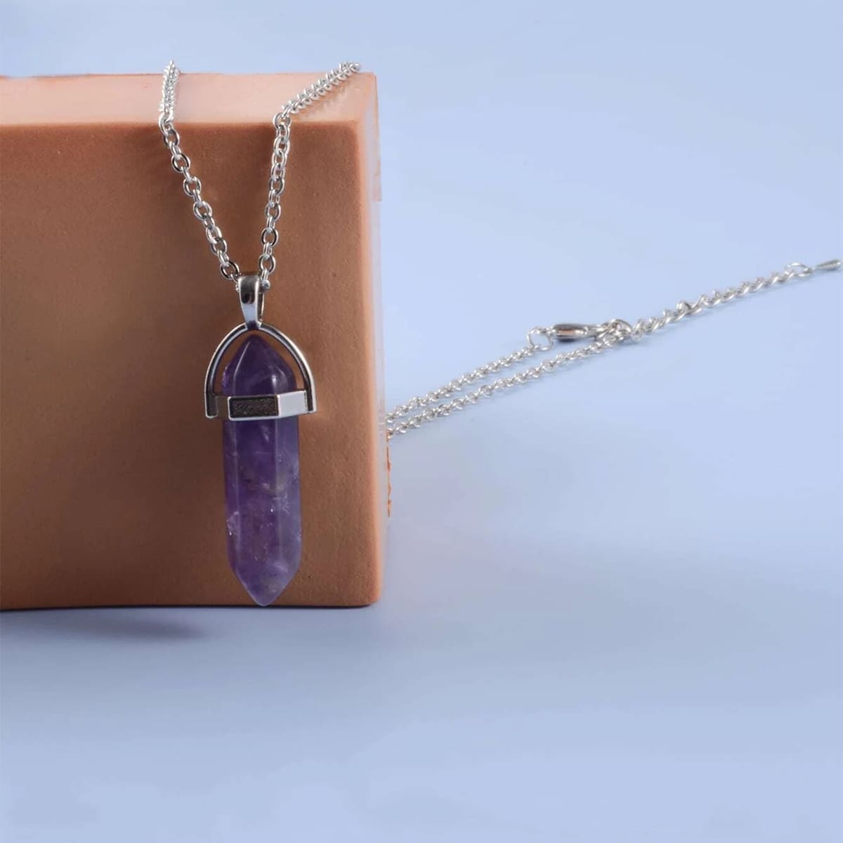 

Guys Stone Pendant Chain Necklace, Purple