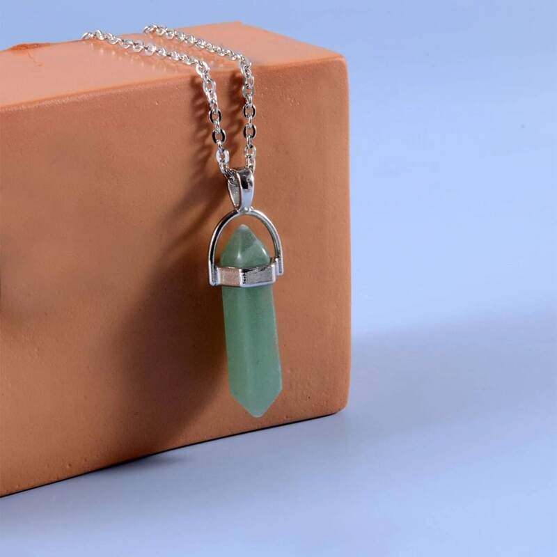 

Guys Stone Pendant Chain Necklace, Green