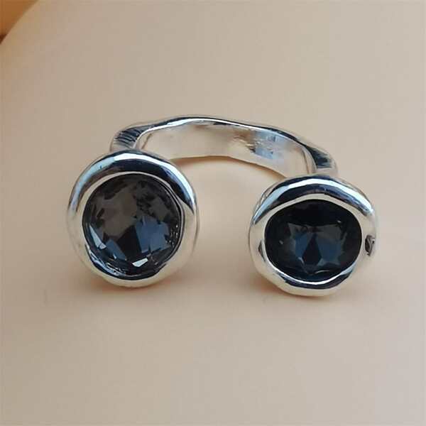 

Crystal Decor Cuff Ring, Gun black