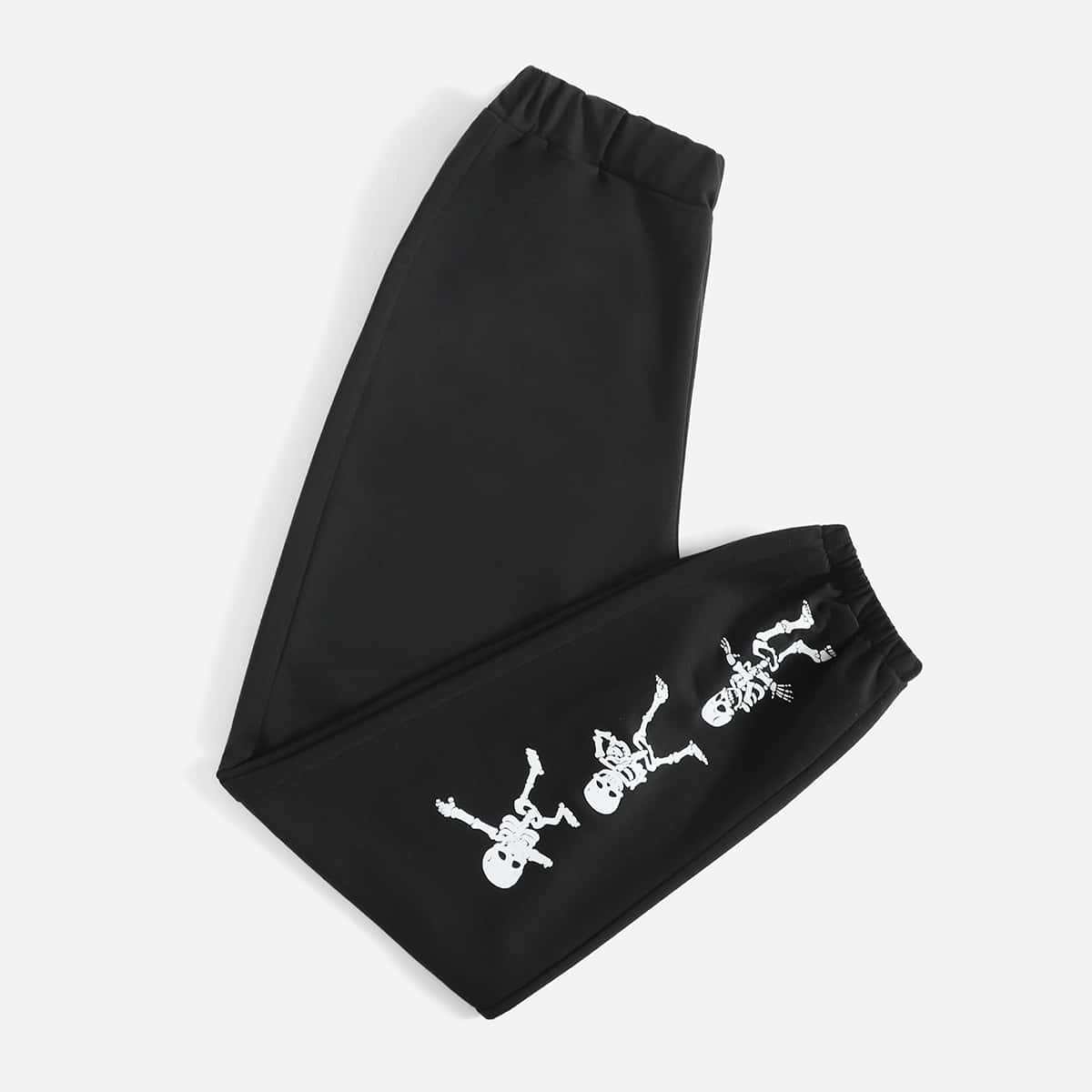 

Skeleton Print Sweatpants, Black