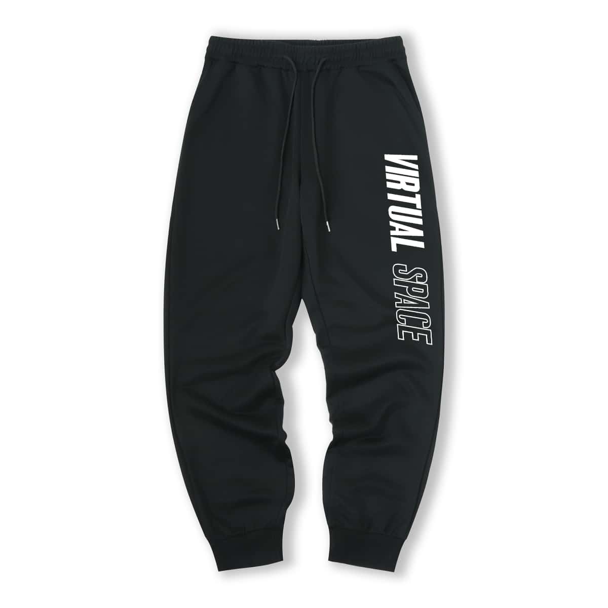 

Guys Letter Print Drawstring Sweatpants, Black