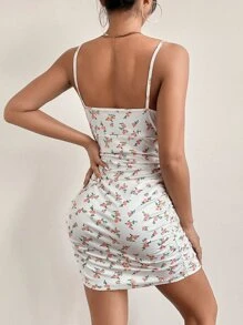 SHEIN Unity Đầm Xù Nếp gấp Phần Ngực Hoa Boho - Nhiều màu - Xem 2