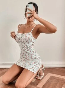 SHEIN Unity Đầm Xù Nếp gấp Phần Ngực Hoa Boho - Nhiều màu - Xem 5