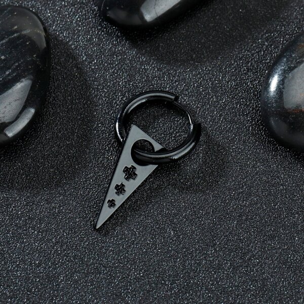 

1pc Men Geo decor Earring, Black