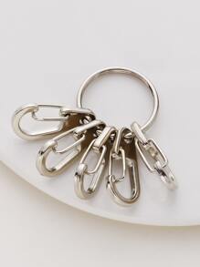 Simple Metal Keychain - Silver - View 3