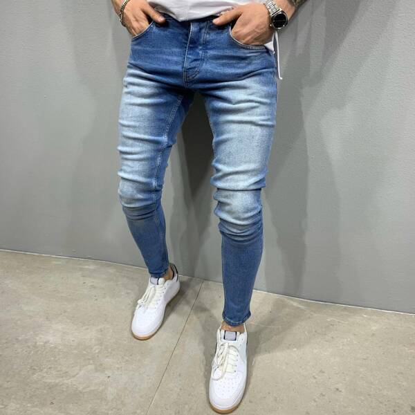 

Men Slant Pocket Skinny Jeans, Medium wash