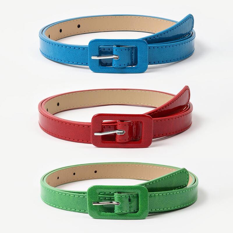 

3pcs PU Belt With Hole Punch, Multicolor