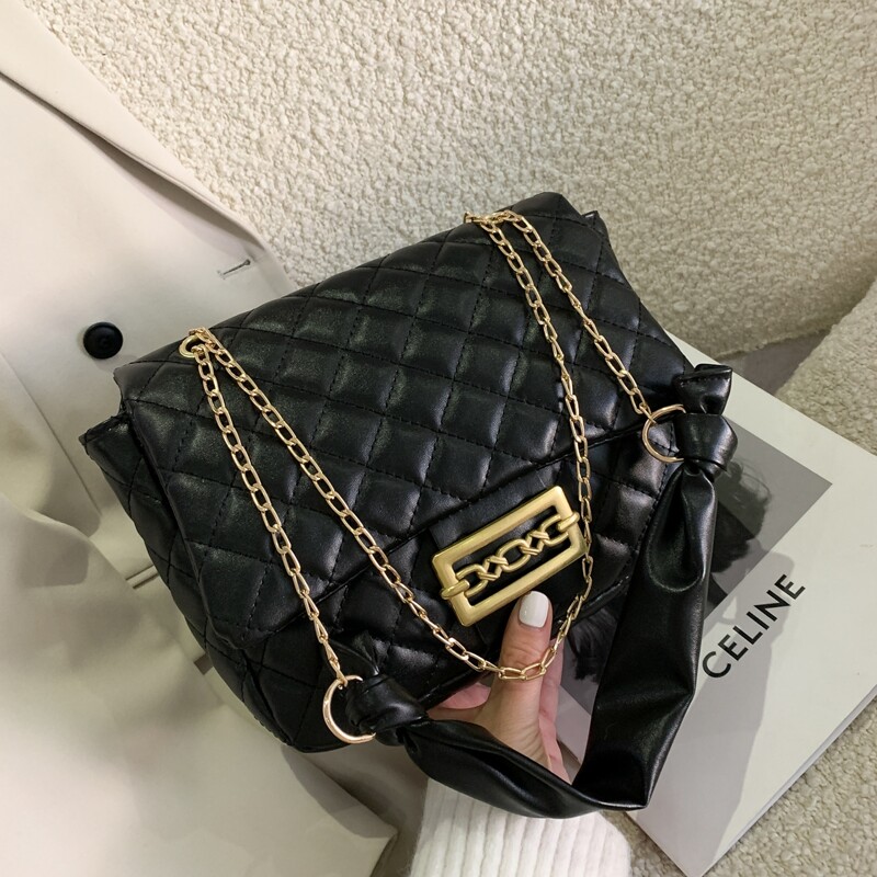 

Quilted Flap Shoulder Bag, Black