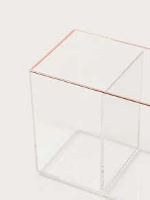 SHEIN BASIC LIVING Exclusive Makeup Brush Organizer-Rose Gold Rim - Clear - View 7