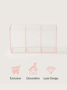 SHEIN BASIC LIVING Exclusive Makeup Brush Organizer-Clear Peach Blush