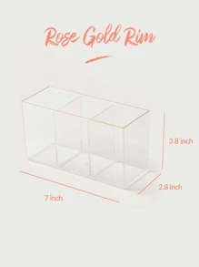 SHEIN BASIC LIVING Exclusive Makeup Brush Organizer-Rose Gold Rim - Clear - View 3