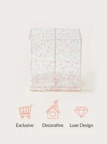 SHEIN 多功能化妝收納盒化妝品360度旋轉收納盒—玫瑰金亮片節日禮物 - 粉色 - 查看 8