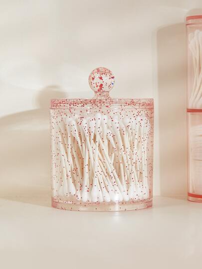 SHEIN BASIC LIVING 獨家圓形化妝收納盒-亮片玫瑰金