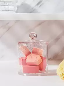 SHEIN BASIC LIVING 獨家圓形化妝收納盒-亮片玫瑰金