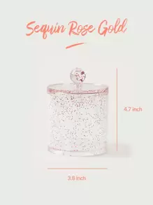 SHEIN BASIC LIVING 獨家圓形化妝收納盒-亮片玫瑰金