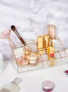 SHEIN Exclusivo Organizador de Maquillaje Multifunción BASIC LIVING -Con borde de color oro rosa - transparente - Ver 6