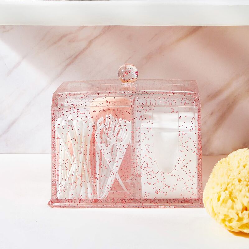 

BASIC LIVING Exclusive Sectioned Makeup Organizer-Sequin Rose Gold, Pink