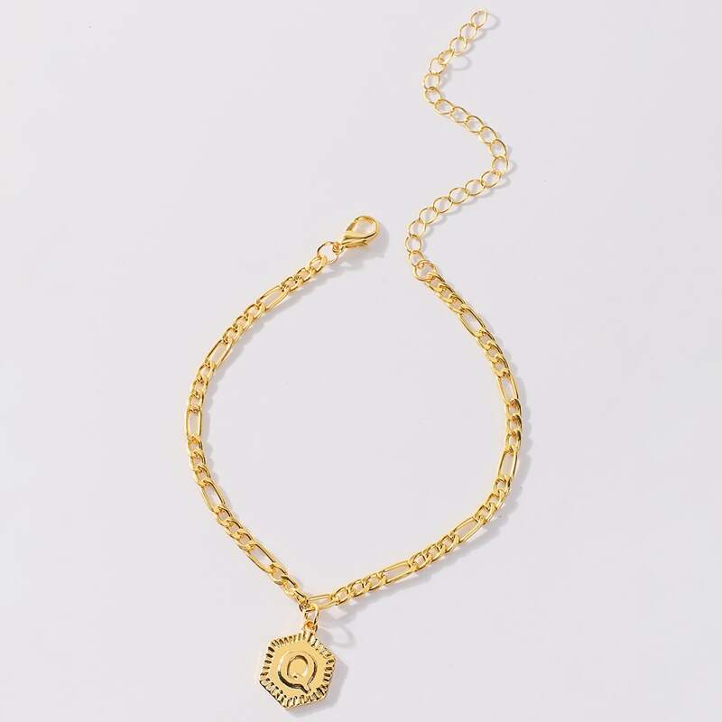 

Letter Decor Chain Anklet, Gold