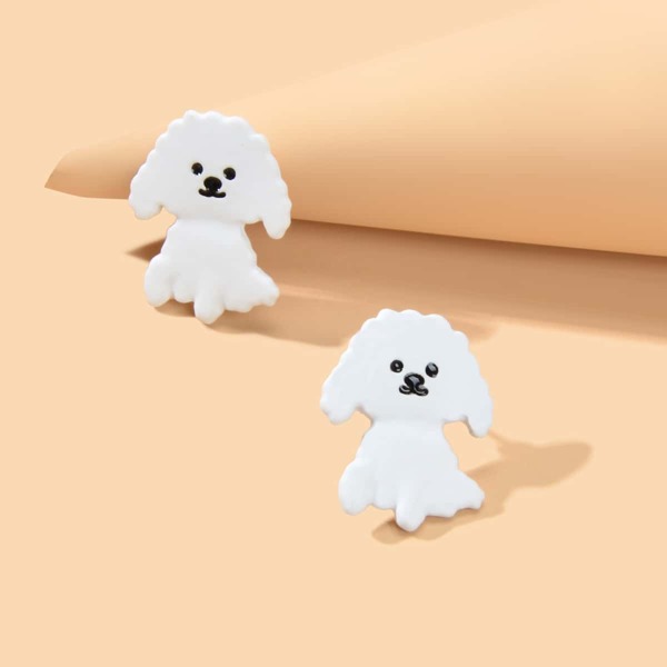 

Dog Stud Earrings, White