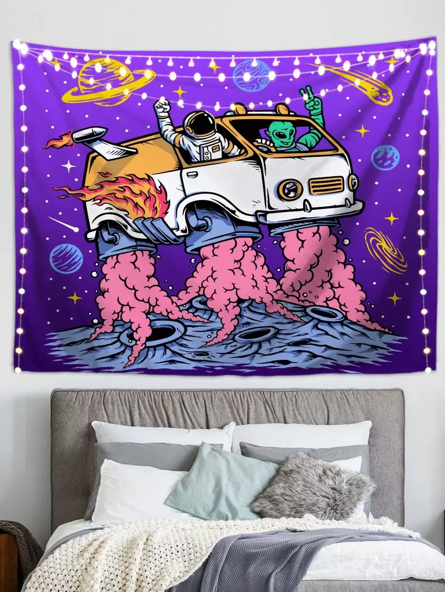 Cartoon Graphic Tapestry - Multicolor - View 1