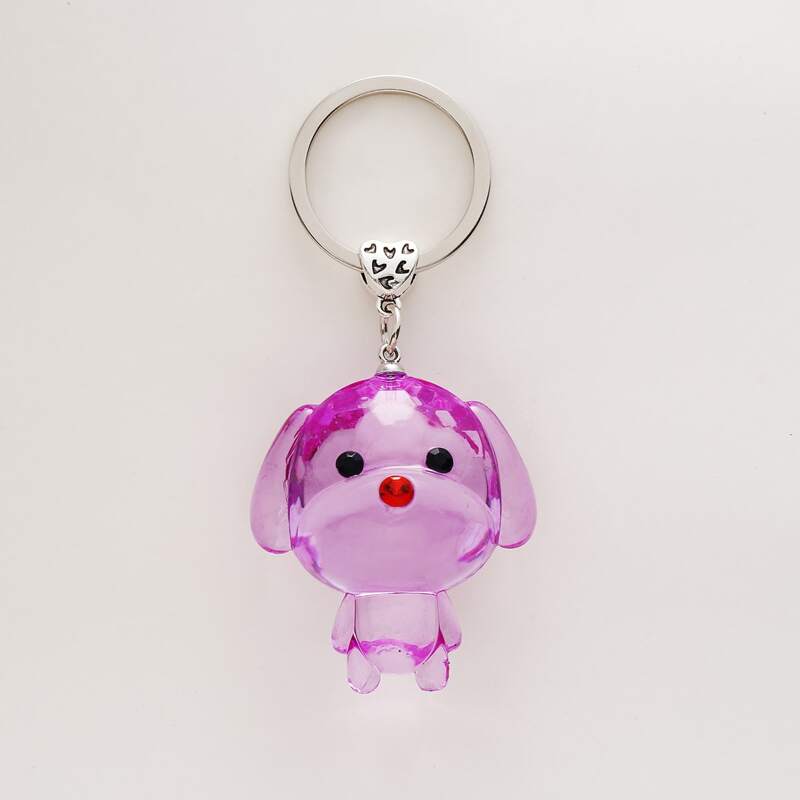 

Cartoon Dog Charm Keychain, Mauve purple