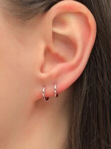 時尚流行男士不銹鋼簡約圈形耳環，適合珠寶禮物和時尚外觀 - 玫瑰金 - 查看 1