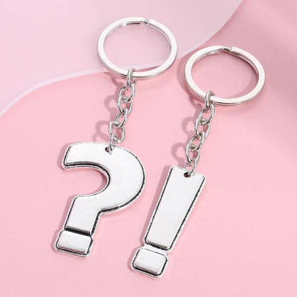 

2pcs Punctuation Charm Keychain, Silver