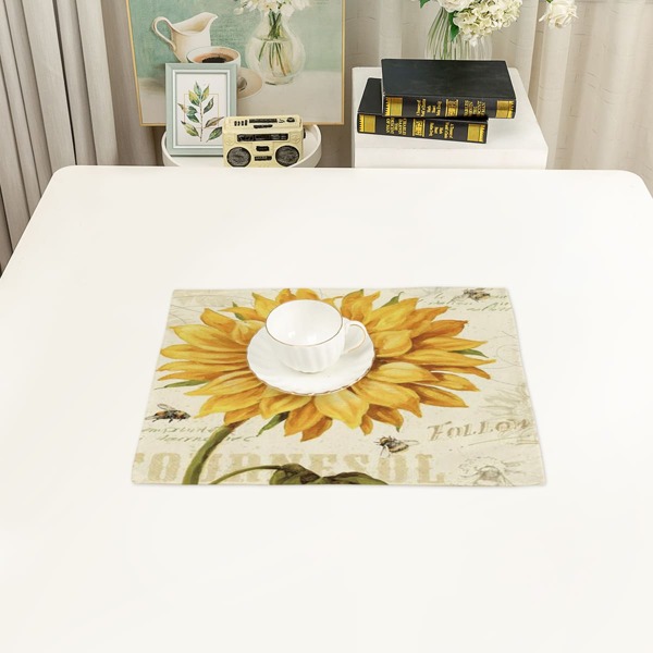 

1pc Sunflower Print Placemat, Multicolor