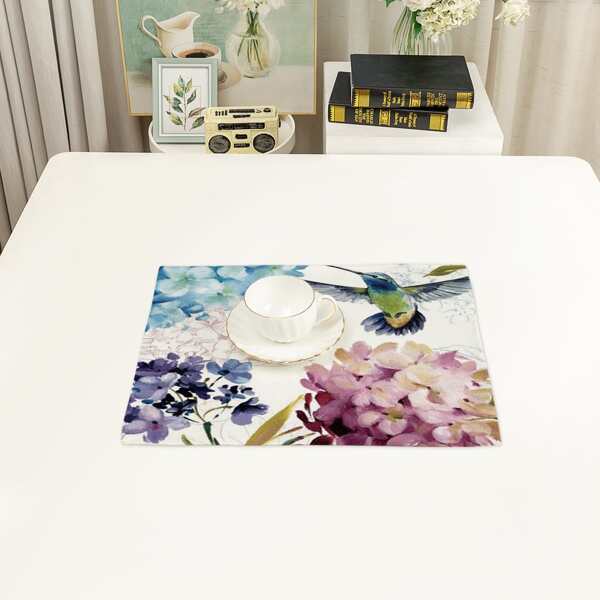 

1pc Flower Print Placemat, Multicolor