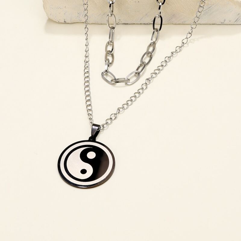 

Guys Yin & Yang Charm Layered Necklace, Multicolor