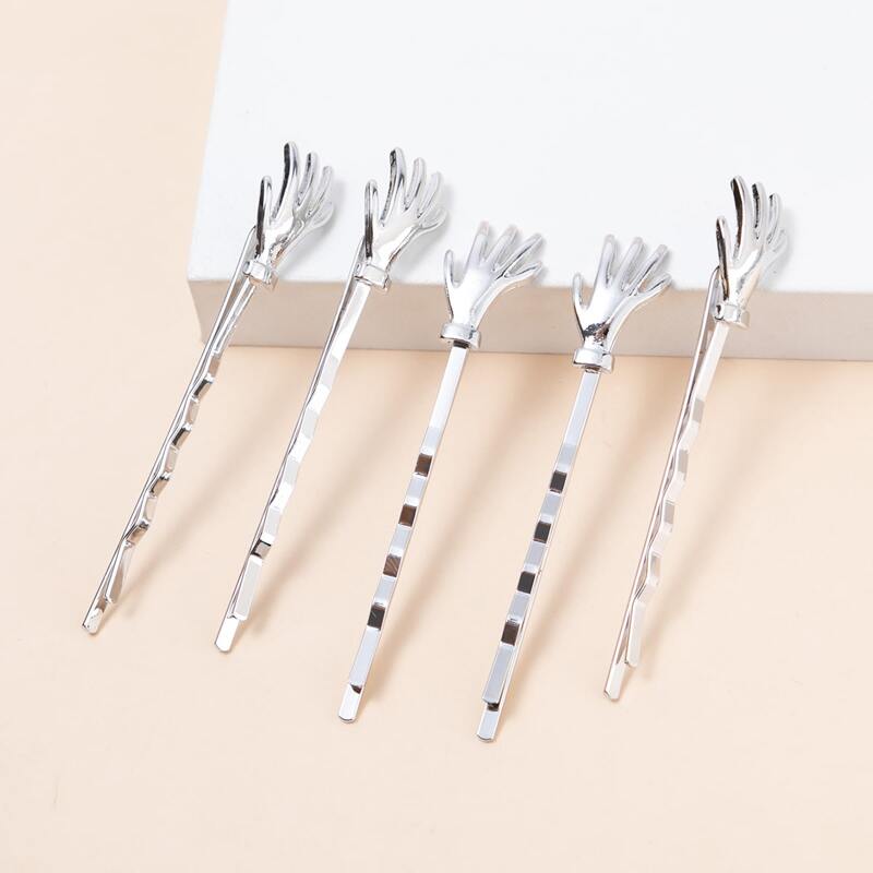 

5pcs Hand Decor Hair Clip, Silver